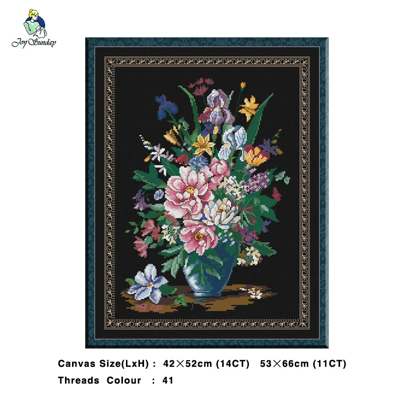 

Brilliant Flowers Painting 14CT 11CT Counted Cross Stitch Kits Embroidery Sets Needlework Sets Home Decor