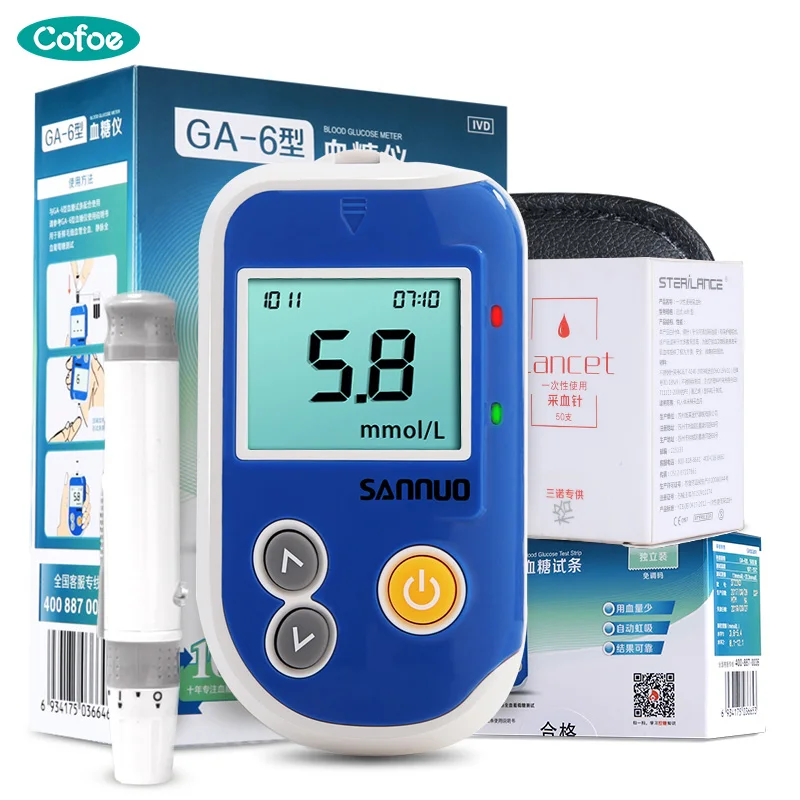 Sinocare GA-6 глюкометр для диабета медицинский измеритель уровня глюкозы в крови и тест-полоски иглы ланцеты Бесплатный Код измеритель уровня сахара в крови
