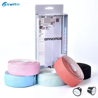 swtxo road bike handlebar tape 1 pair cycling soft pu eva anti slip bicycle bar tape with 2 bar plug bicycle accessories
