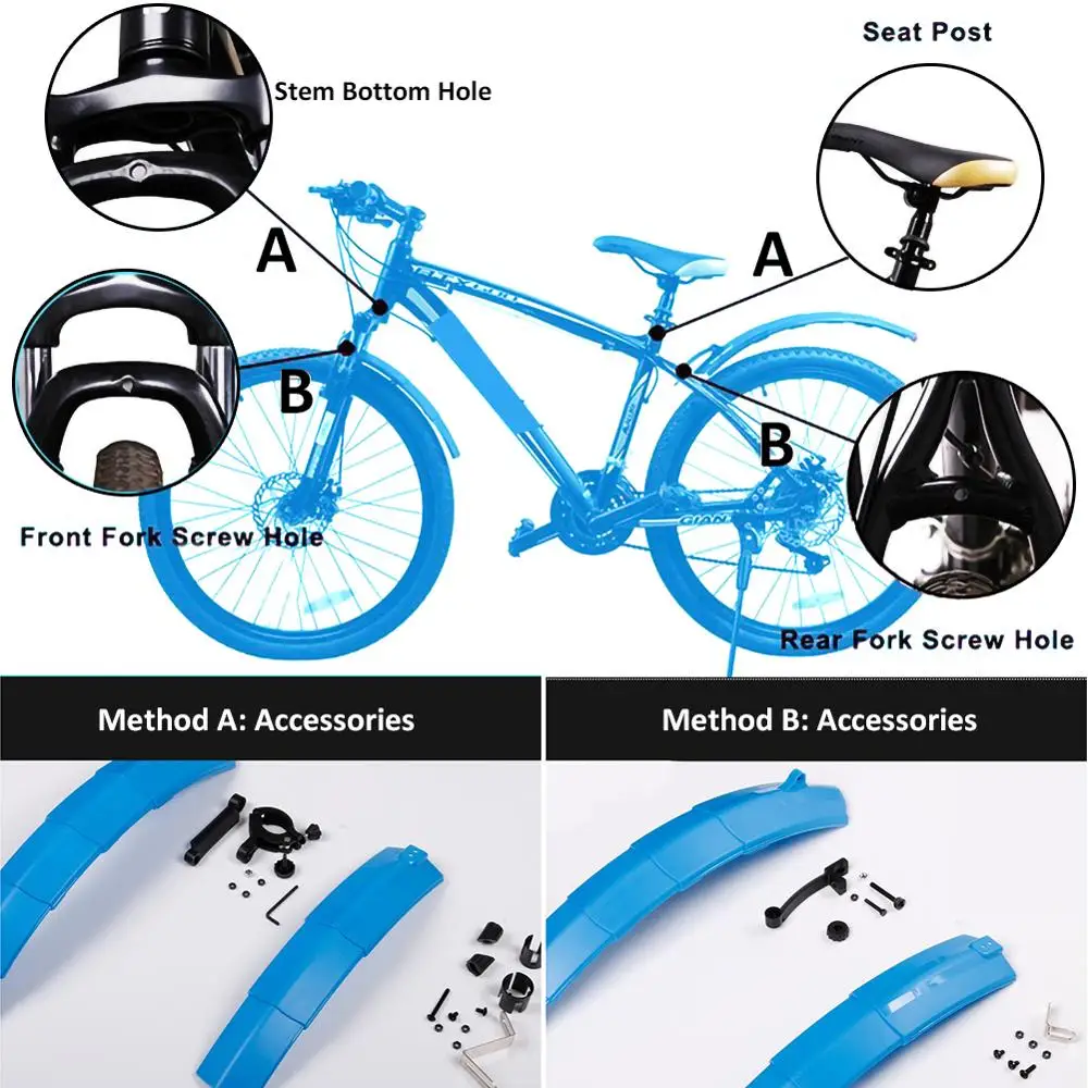 

Telescopic Folding Bicycle Mudguard with Rear Mudguard for Mountain Bikes Mudguard for Road Bikes