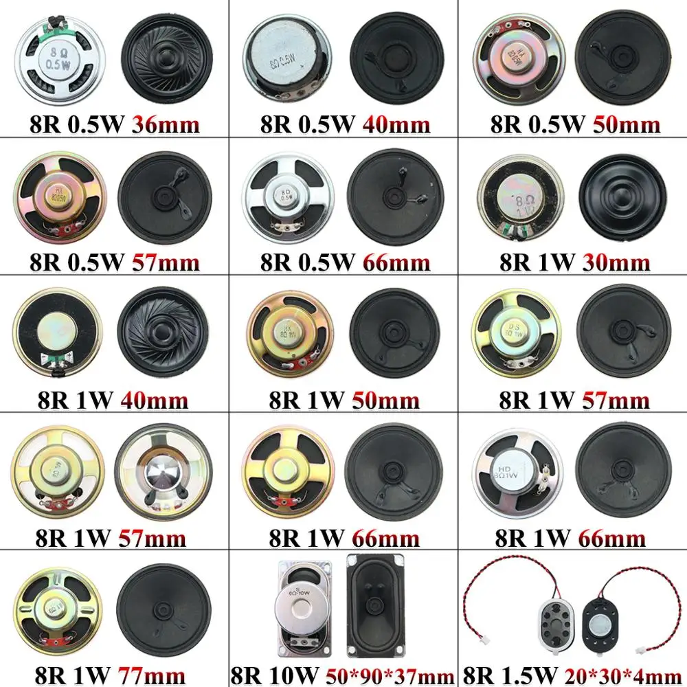 YuXi спикер s 8Ohm 0 5 Вт 1 10 30 36 40 50 57 66 77 мм квадратная портативная аудио Колонка динамик