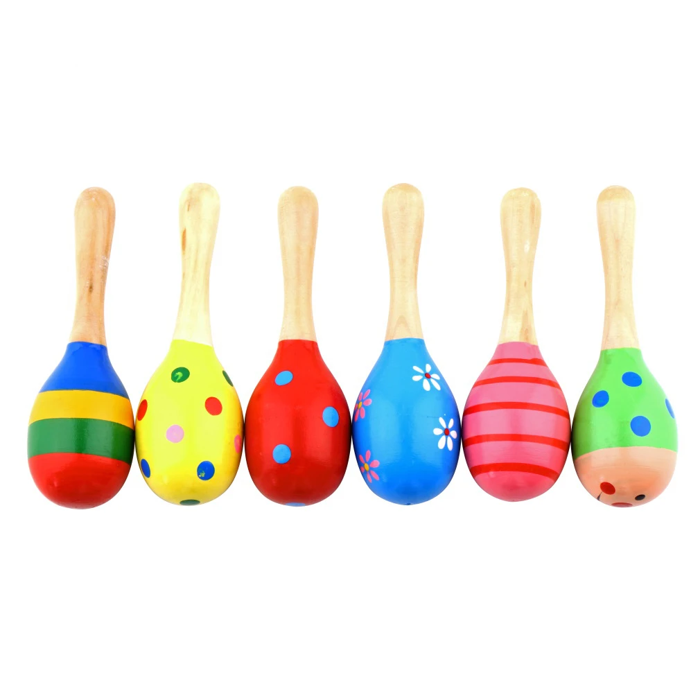 

1pcs Colorful Wooden Maracas Baby Child Musical Instrument Rattle Shaker Party Children Gift Toy