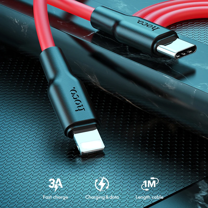 Кабель Hoco PD20W Type C для быстрой зарядки iPhone 12 Pro Max Mini 11 XS силиконовый PD кабель