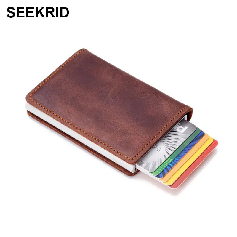 SEEKRID RFID Ретро кредитница из натуральной кожи в винтажном стиле Crazy Horse кожа