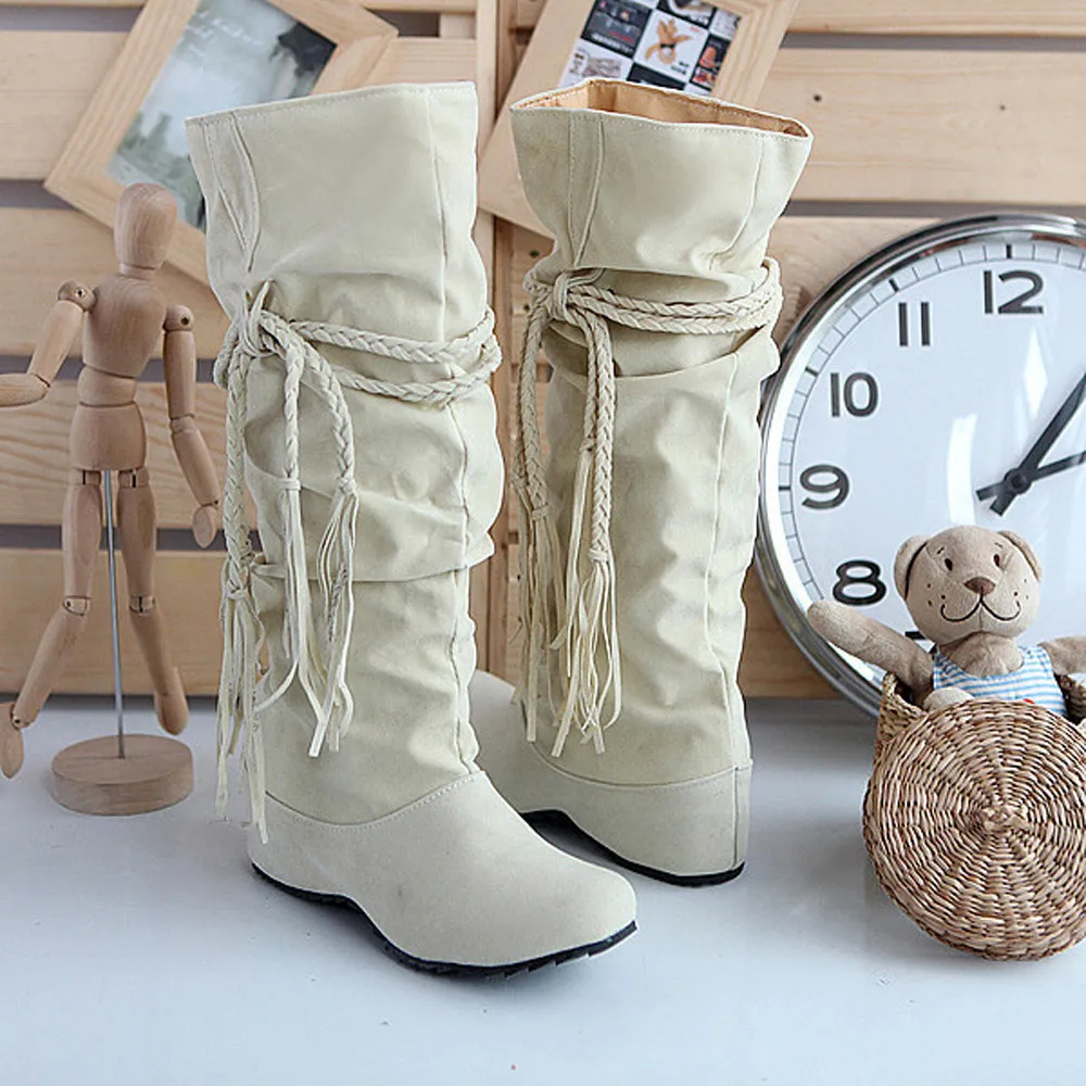 2019 г. женские ботинки зимние сапоги на танкетке увеличивающие рост платформе botas