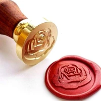 retro wood handle sealing wax stamp love flower series wax seal stamps decorative greeting wedding invitation sealing stamps