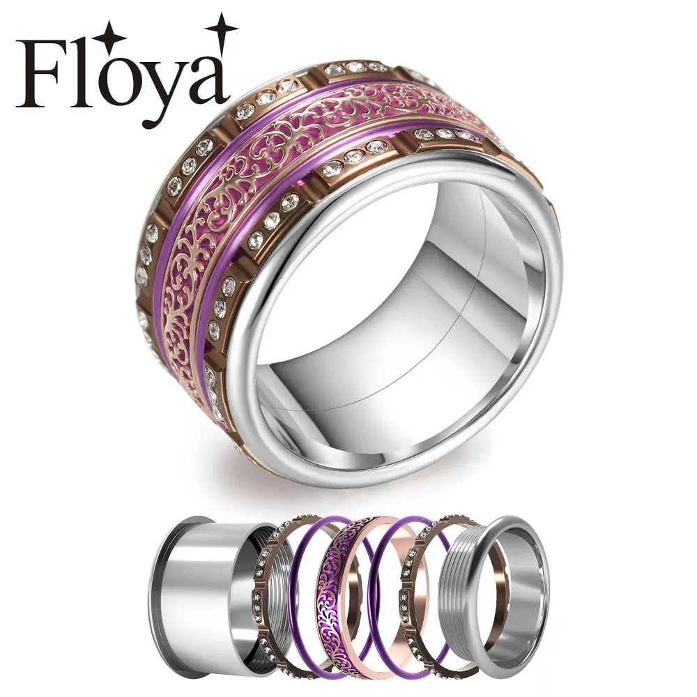 Женское кольцо с сердечником Floya пустое многослойное из нержавеющей стали