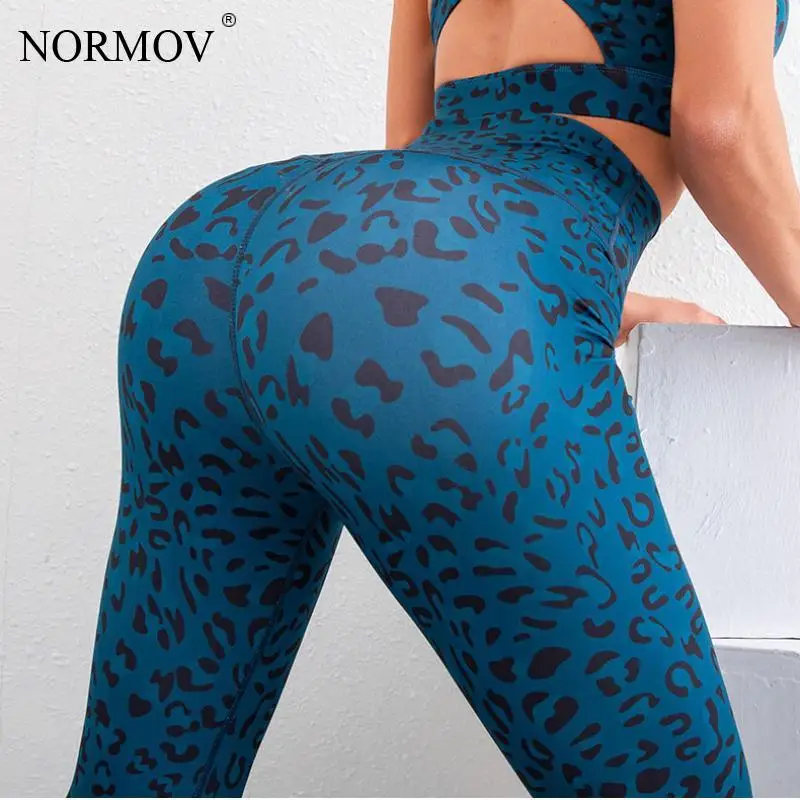 

NORMOV Leggings Women High Waist Leopard Printed Legging Sport Push Up Workout Fitness Elasticity Gym Leggins Women