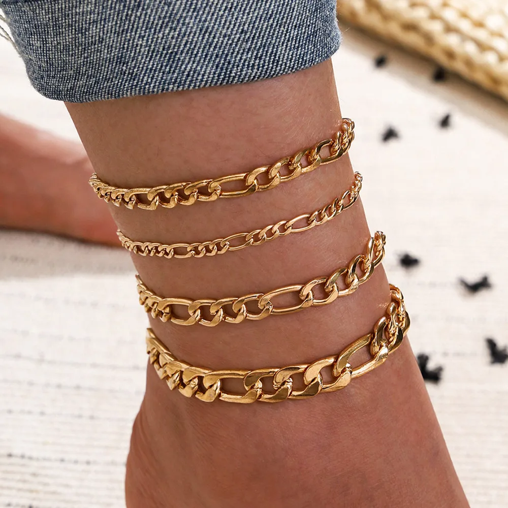 

Punk Hip Hop Multilayer Chain Anklets For Wom Girls 2020 New Bohemian Boho Leg Ankle Anklet Bracelet Beach New Jewelry