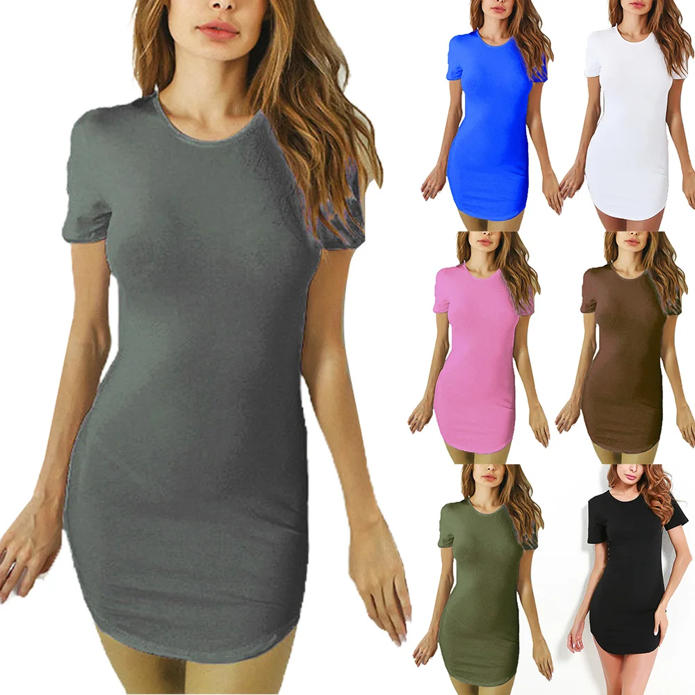 

Женские однотонные Цвет пикантные Цвет мини-платье; O-образный вырез; Лето; Футболка с короткими рукавами Тонкий; Модная пикантная обувь на к...