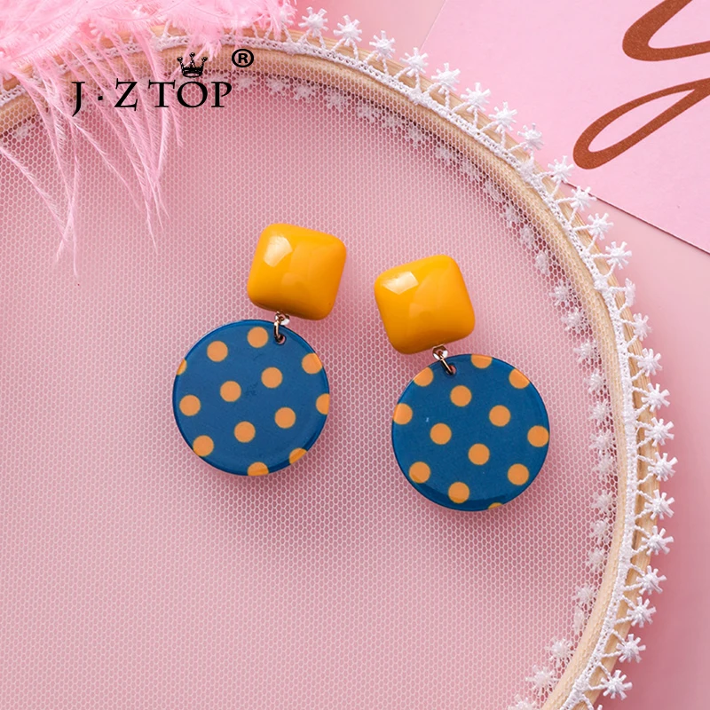 Женские милые Квадратные висячие серьги в форме волны круглые акриловые модные