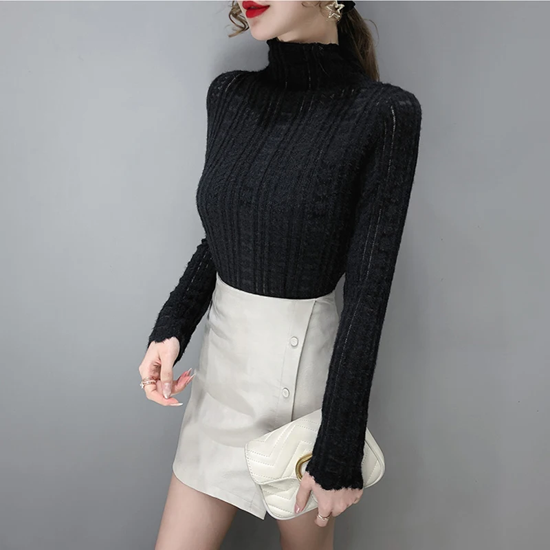 

Winter Turtleneck Lace Bottoming Shirt Women's 2020 Autumn New Crocheted Hollow Small Long-Sleeved And Western-Style Top