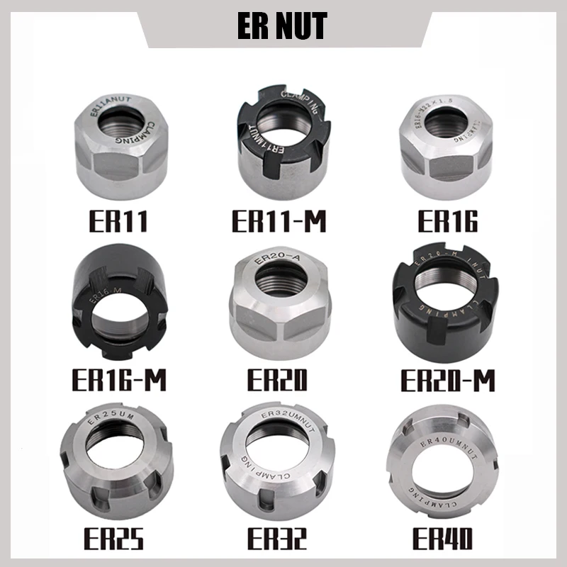 

1PCS 5PCS Precision Balanced ER Collet Nut ER8A ER11A ER16A ER20A ER16M ER25UM Spring Clamping CNC Milling Engraving Machine