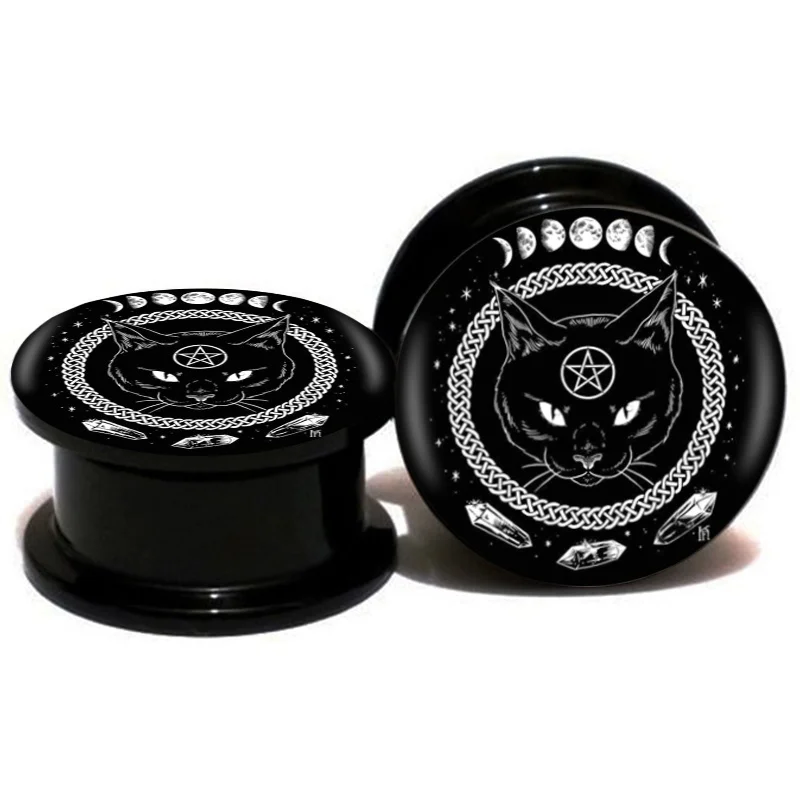 2pcs/lot Acrylic Baphomet Pentagram Ear Gauge Plug And Tunnel Stretcher Expander 6mm-25mm Screw Fit Piercing | Украшения и