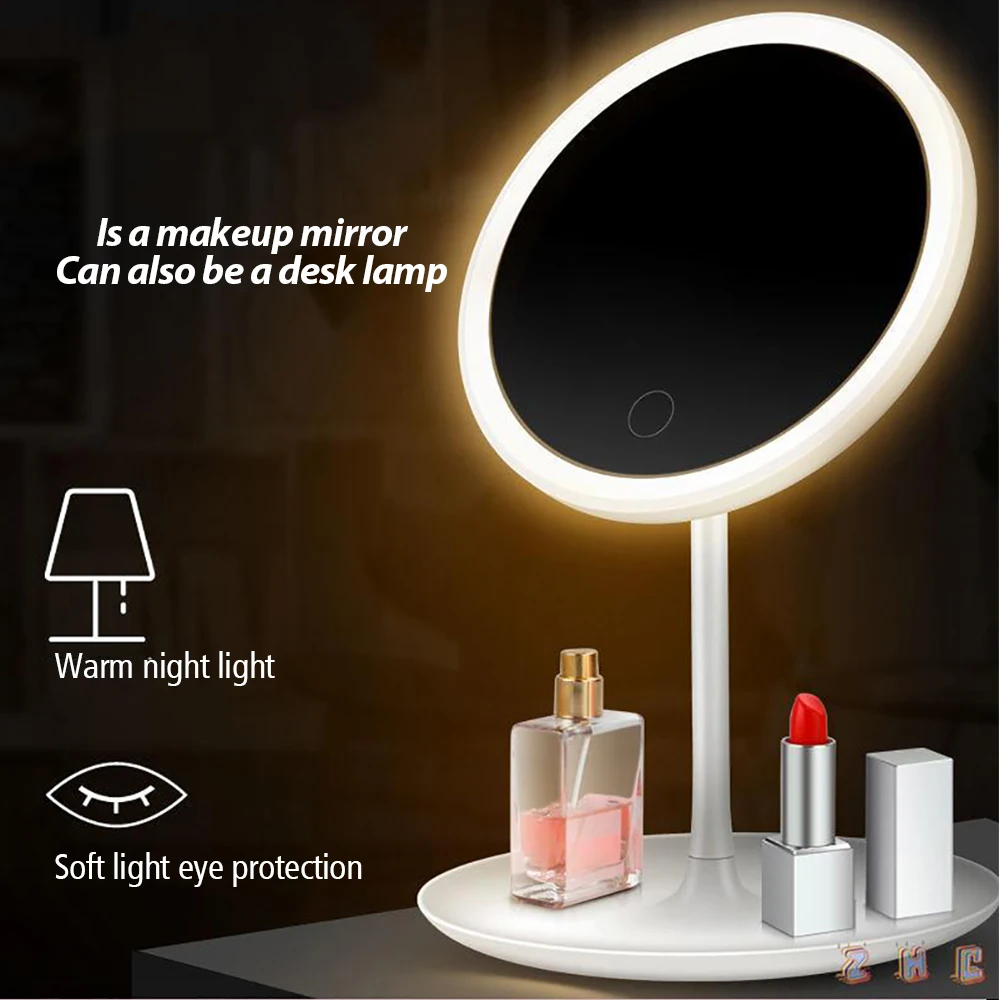 

Portable LED Makeup Mirror With 5X Magnifying Multifunction Dress Table Cosmetic Mirror Adjustable Touch Desktop Vanity Mirrors
