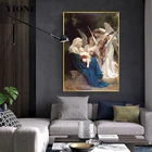 Картина маслом песня ангелов, Классический известный портрет, дева и ребенок, ангелы, печать на холсте, настенный плакат, картина для комнаты