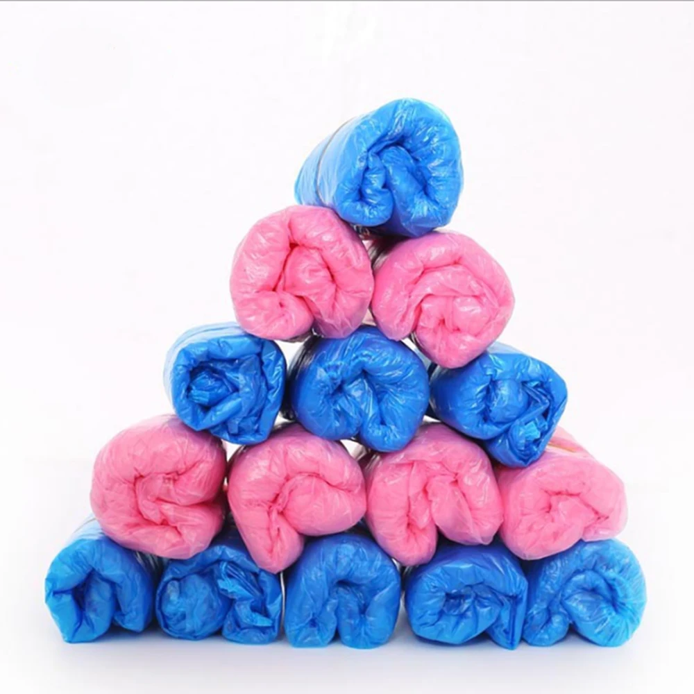 

100 Pcs Waterproof Boot Covers Plastic Disposable Shoe Covers Elastic Protective Homes Overshoes