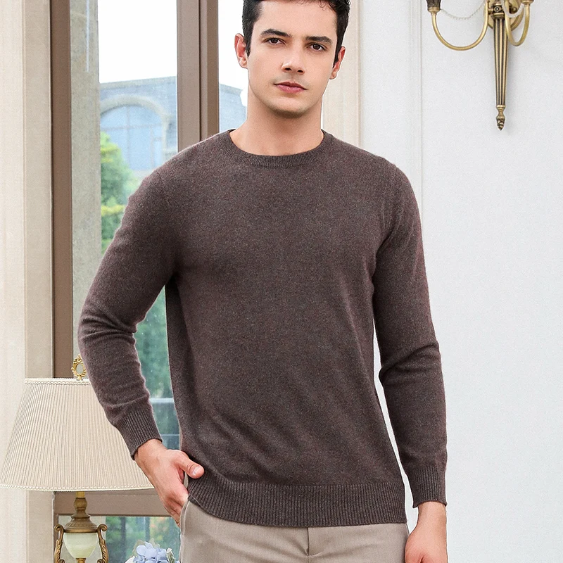 Свитер мужской зимний теплый с длинным рукавом и круглым вырезом|Джемперы| |