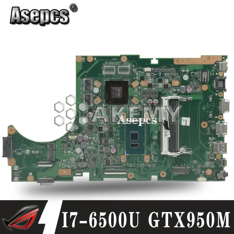 

X756UX Laptop motherboard For Asus X756U X756UWK X756UX X756UJ X756UB X756UV mainboard i7-6500U GTX950M/2GB DDR4 Memory slot