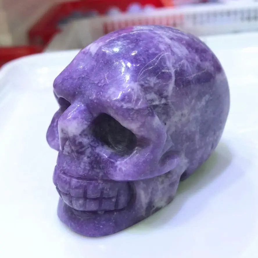 

6CM Natural Ziyun Mother Crystal Carving Skulls Purple Mica Mineral Quartz Witchcraft Supplies Home Furnish And Decorate Stones
