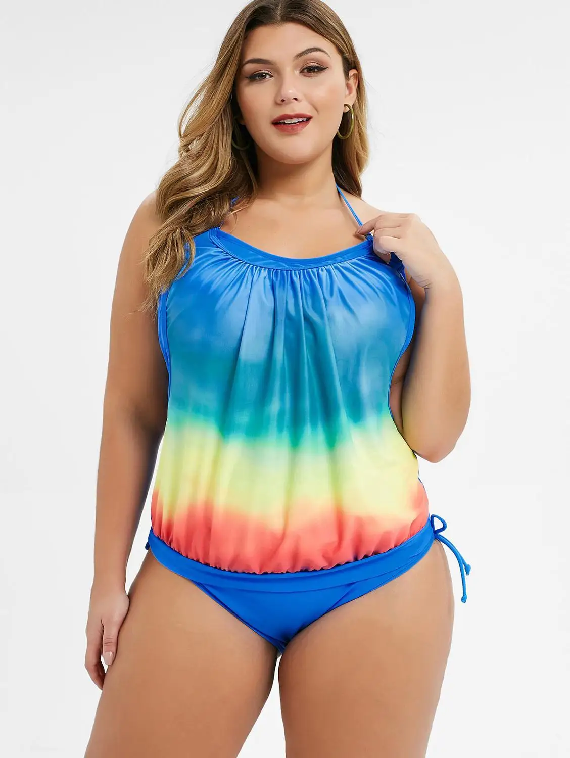 Wipalo Plus Size 5XL Women Set Summer Tropical Halter Open Back Print Tank Top Briefs Casual Two Piece Suits Sexy Beach Wear - Цвет: Style 1 Multi-B