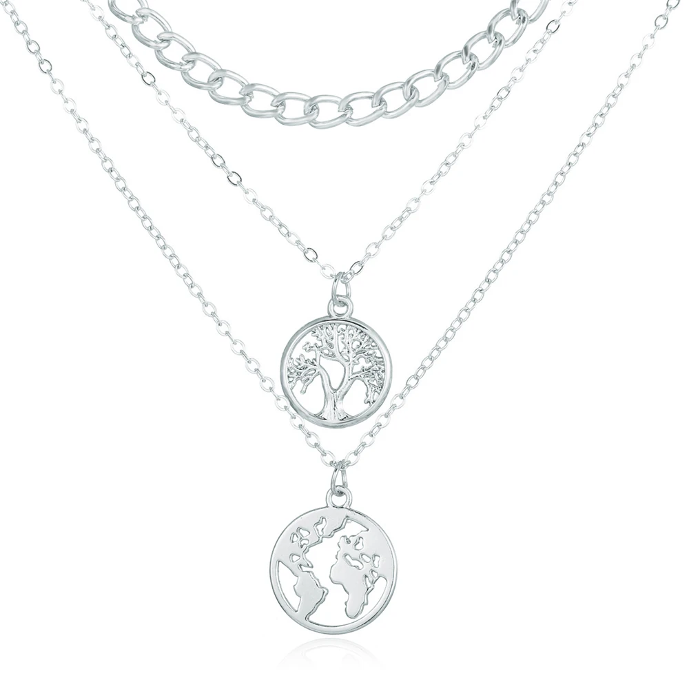 Винтажное Многоуровневое ожерелье для женщин Бохо модное Золотое круглое