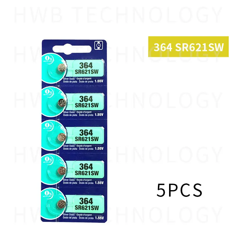5 шт./лот розничная продажа долговечная 364 SR621SW V364 SR60 SR621 AG1 часовая батарейка