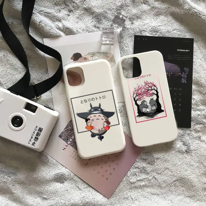 

Totoro cute design anime Phone Case Candy Color for iPhone 6 7 8 11 12 s mini pro X XS XR MAX Plus