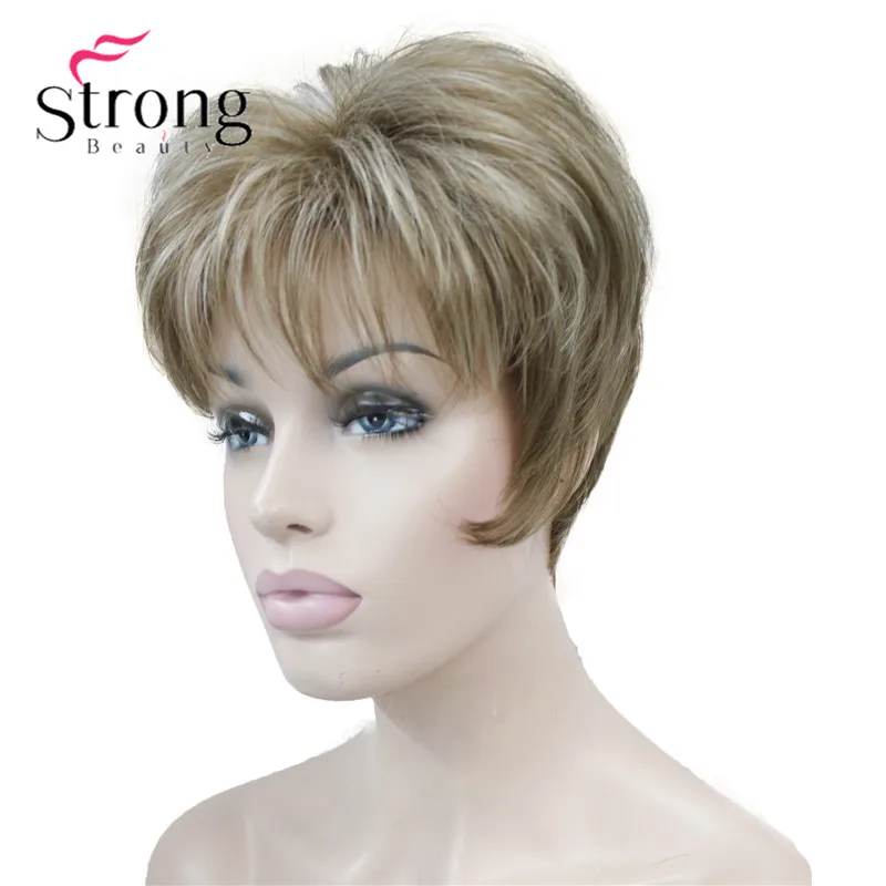 12TT26 StrongBeauty короткий слоистый блонд лохматый Классический колпачок полный синтетический парик выбор цвета - Цвет: 12TT26
