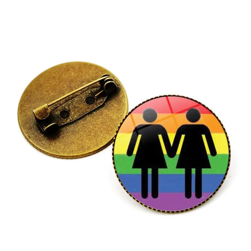 Новый Гейская лесбийская Радуга значок символа время брошь с камнем Винтаж