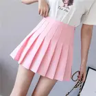 Женская модная юбка с высокой талией, плиссированная юбка, розовая Милая женская мини-юбка в стиле Харадзюку, Повседневная Женская юбка