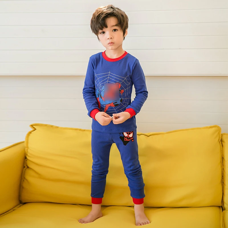 New Cartoon Kids Pajamas Sets Baby Boy Girl Cotton Long Sleeved Tshirt+Pant Clothing Autumn Sleepwear Suit Pyjama Trousers | Детская