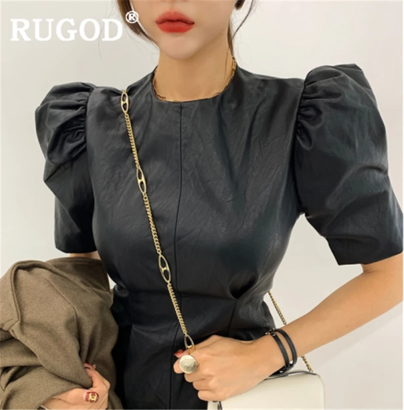 RUGOD винтажное однотонное мини платье женское Модное пышное ТРАПЕЦИЕВИДНОЕ