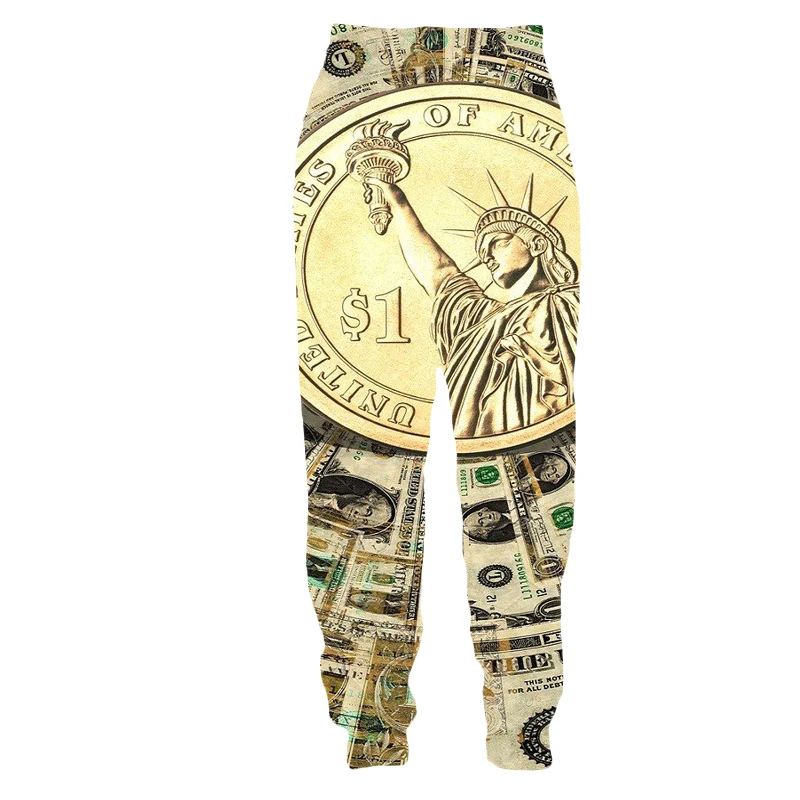 

SONSPEE dollar bill 3D printed guard pants elastic waist unisex fashion sports trend Harajuku street hip hop fitness loose pants