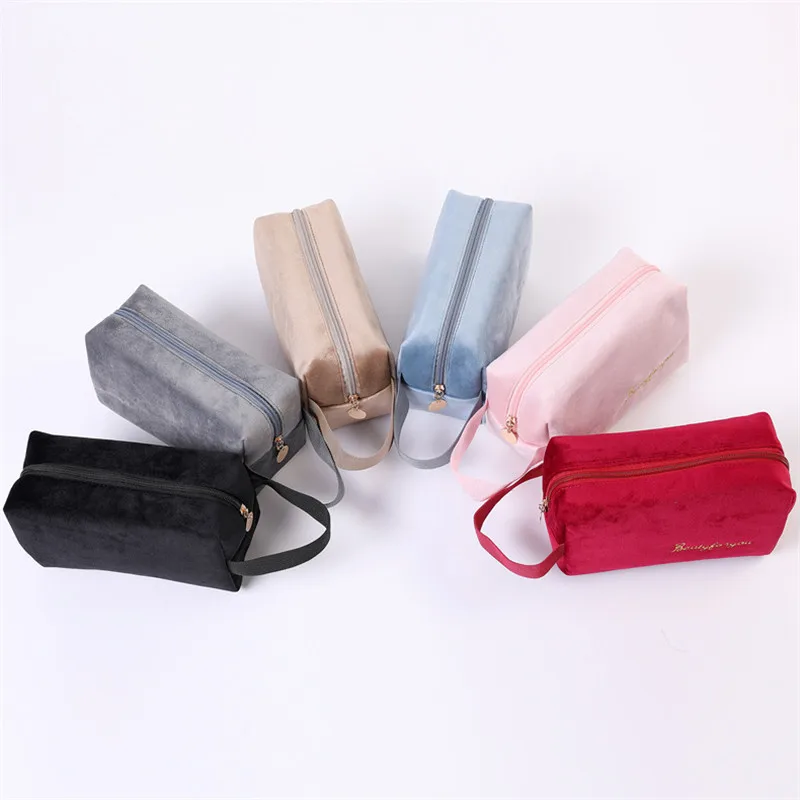 Женская бархатная косметичка для зимы модная Портативная сумка-Органайзер