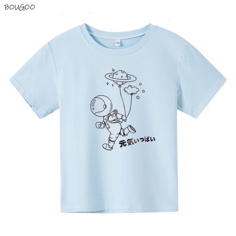 

2021 New summer Children's clothing boy T-shirt astronaut pattern baby clothing kids clothes Oversized t-shirt 100% cotton