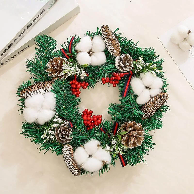 Christmas Wreath Nut &amp Cotton Door Decoration | Дом и сад