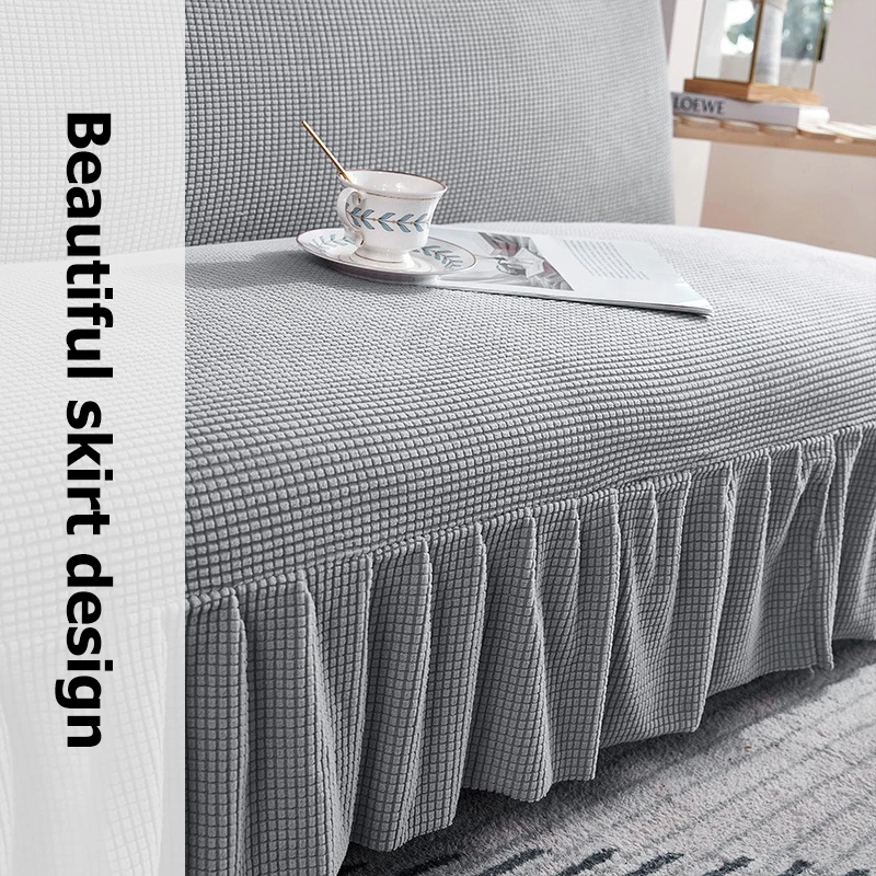 Жаккардовый чехол для дивана без подлокотника эластичное однотонное покрывало