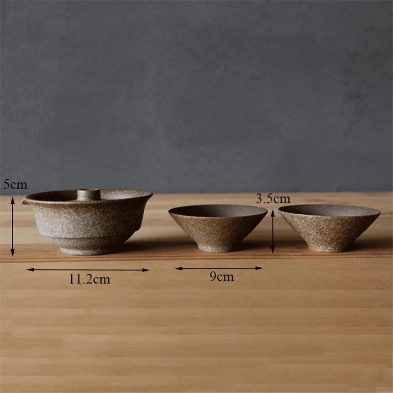 

Japanese Ceramic Teacup Tea Set Portable Travel Teaware Kung Fu 1 Pot + 2 Cups Home Office Water Mug Vintage Gaiwan Drinkware