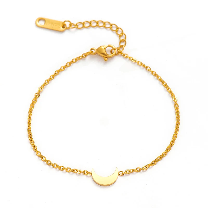 Wild &amp Free Women Simple Gold Moon Bracelets Fashion Jewelry High Quality Chain Bangles Stainless Steel |