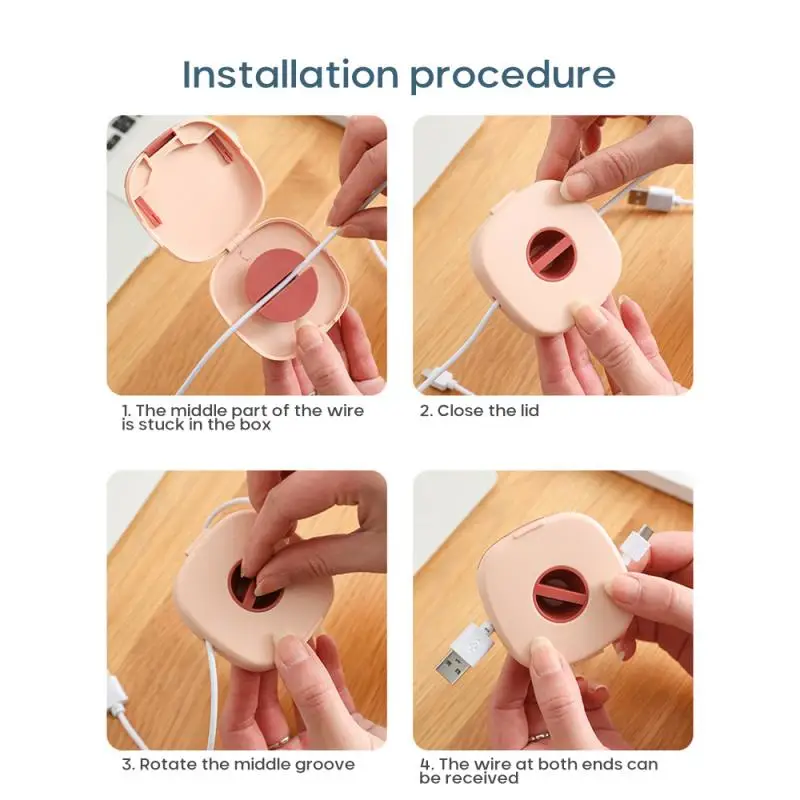 Travel Portable Data Cable Storage Box Headphone Protective Multifunction Rotatable Earphone Charging | Дом и сад