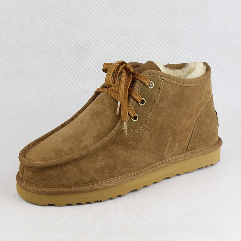 Высокое качество мужские зимние сапоги Модные замшевые ботинки с натуральным