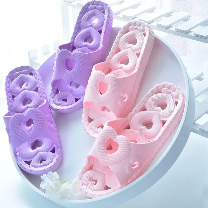 Новинка Женские летние Нескользящие тапочки в форме сердца для ванной Домашние