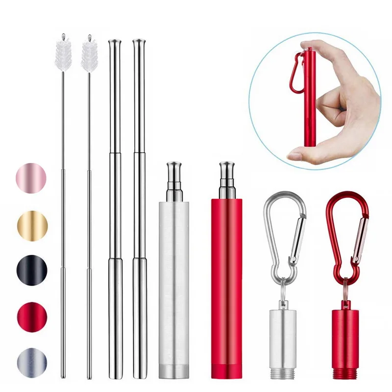 Трубочки питьевые телескопические из нержавеющей стали портативные соломинки