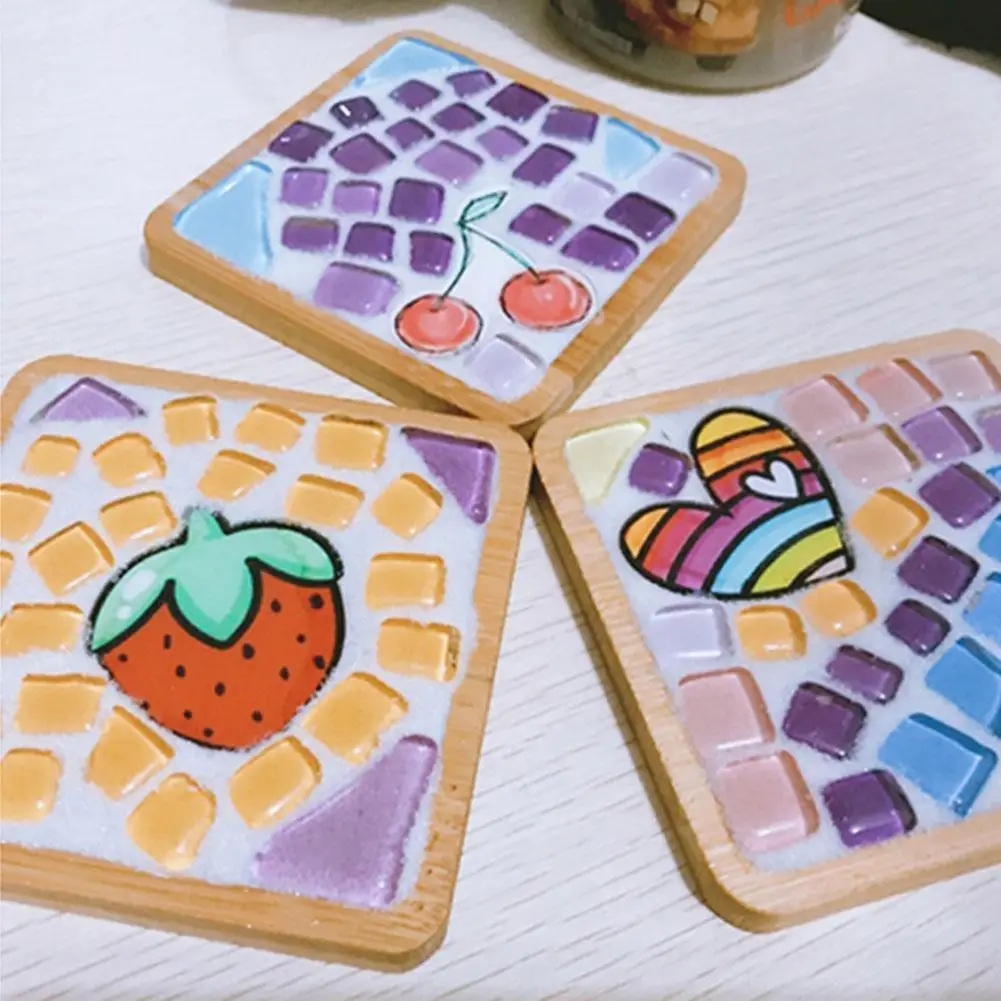 

Mosaic Coasters DIY Kit Handmade Material Package Circle Square Coaster Cup Mat Parent-child Interaction Toys Craft Tool