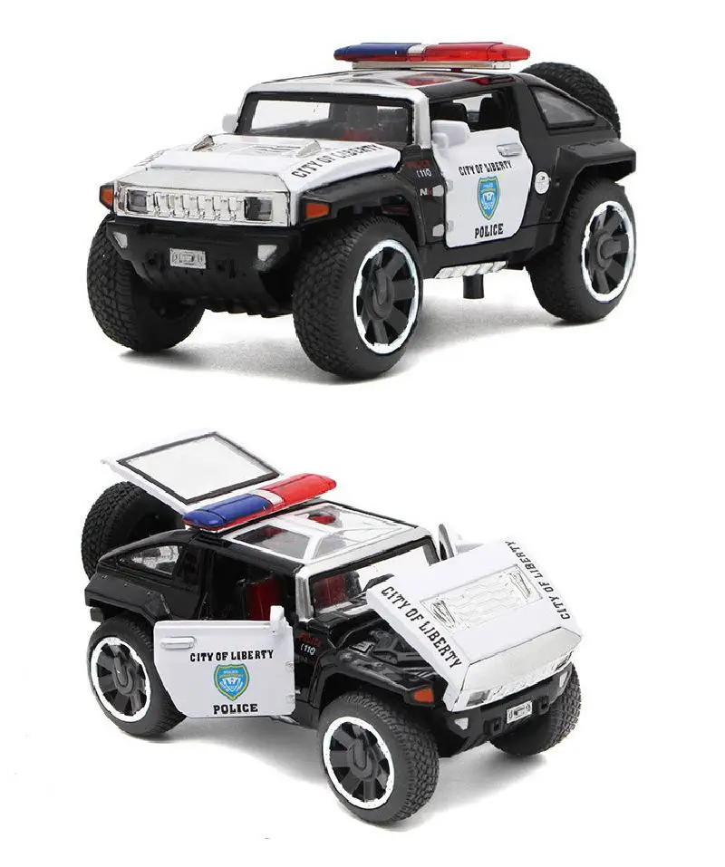 Новинка масштаб 1/32 Полицейская модель автомобиля Hummer полицейского задний звук и