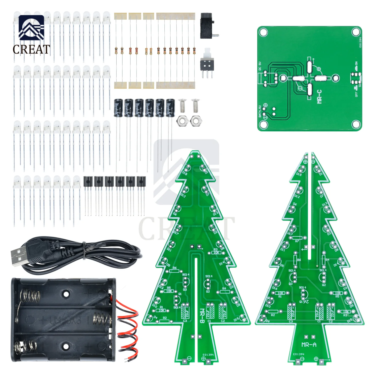 

Diy Electronic Christmas Trees 3D Xmas Tree 7 Color Light Flash LED Circuit LED Module Diy Kit Pcb Board