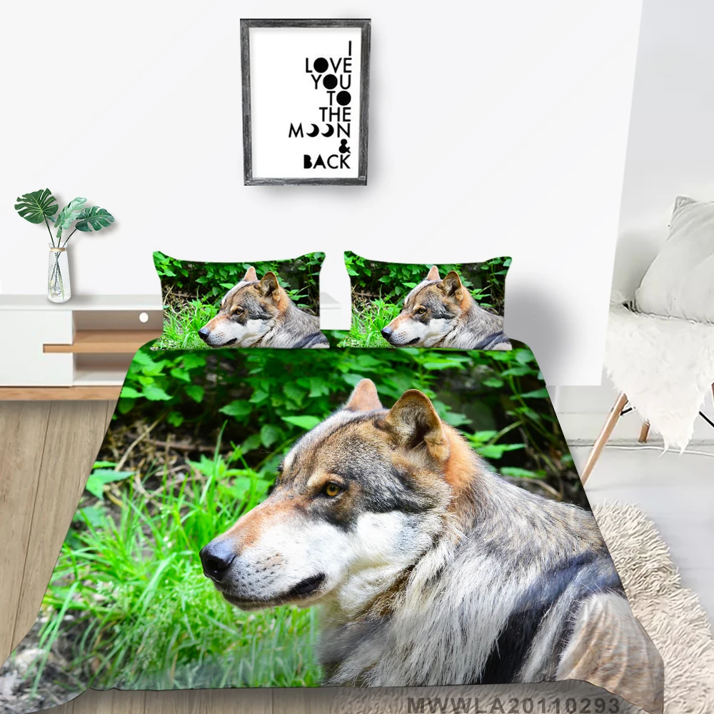 

3D Luxury Duvet Cover Set Wolf Print Bedding Set King Queen Full Double Single Bedroom Decor For All Seasons 2/3 Pcs
