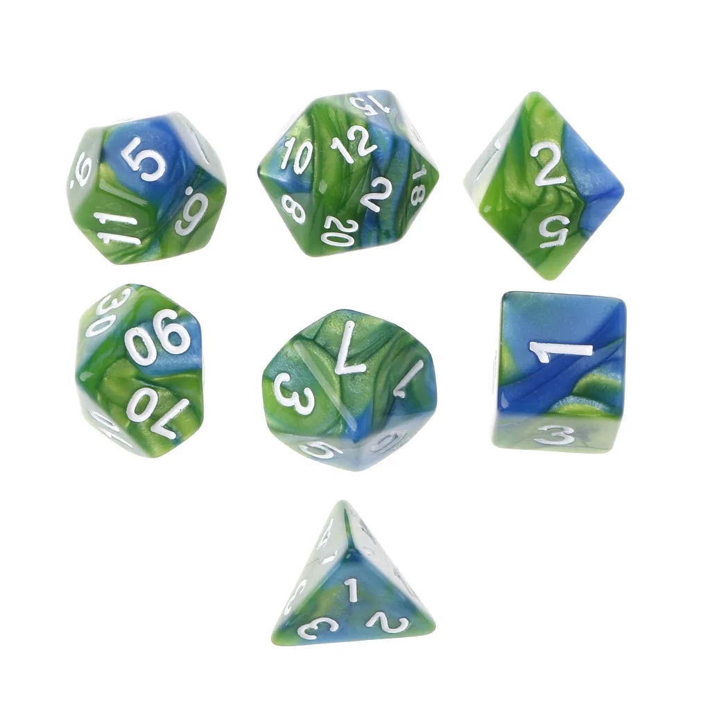 7 шт./компл. акриловые многогранные кости для TRPG настольной игры Подземелья и Драконы D4-D20