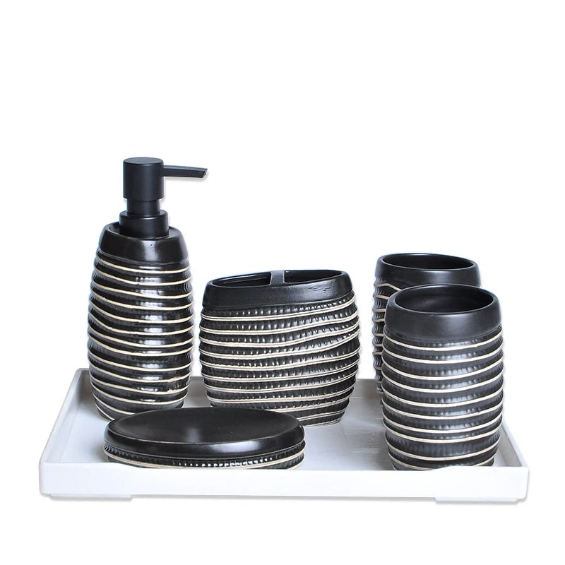 

European style home bathroom supplies ceramic soap dispenser toothbrush holder soap box wash set bathroom decoration accessories